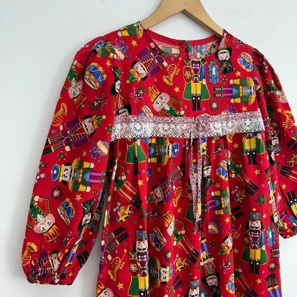 Handmade Vintage Inspired Girls Nutcracker Holiday All Over Printed Dresses - Picture 4 of 8